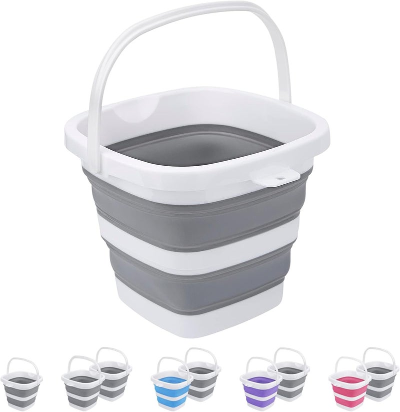 Craftend Collapsible Bucket, 5L 1.3Gallon Small Cleaning Mop Buckets for Household Outdoor Car Washing Tub Plastic Foldable Portable Camping Beach Sand Water Pot Pail Space Saving Square - Image 1
